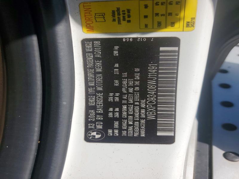 Продажа на аукционе авто 2008 Bmw X3, vin: WBXPC93408WJ11491, номер лота: 67930136
