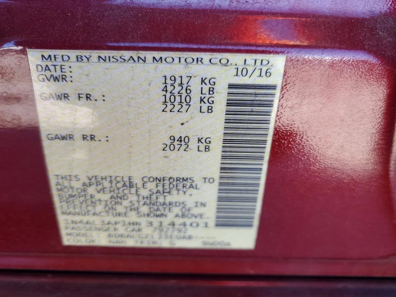 Aukcja sprzedaży 2017 Nissan Altima, vin: 1N4AL3AP1HN314401, numer aukcji: 70828756