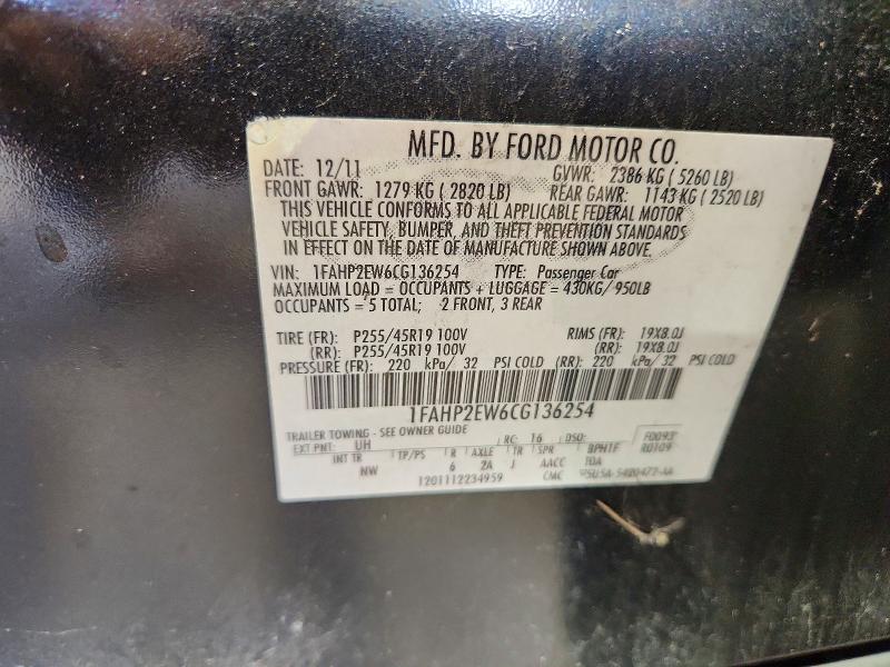 Продаж на аукціоні авто 2012 Ford Taurus, vin: 1FAHP2EW6CG136254, номер лоту: 67311526