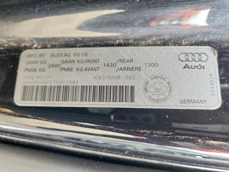 Aukcja sprzedaży 2007 Audi S8, vin: WAUPN44E67N005985, numer aukcji: 67279276