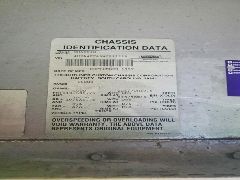 Aukcja sprzedaży 1998 Freightliner Mt45 Chassis, vin: 4UZA4FF49WC912229, numer aukcji: 69938986