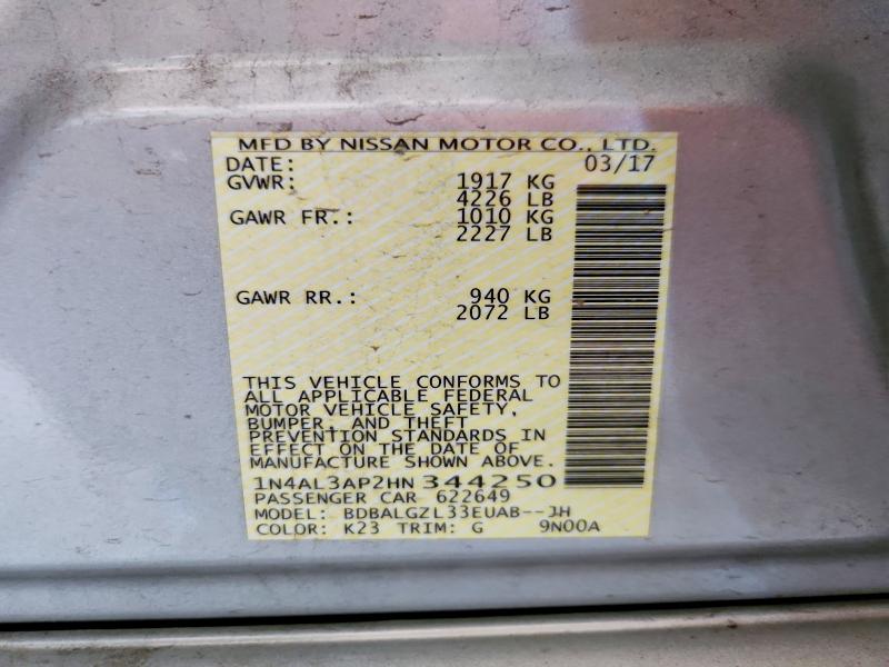 Aukcja sprzedaży 2017 Nissan Altima, vin: 1N4AL3AP2HN344250, numer aukcji: 65915726
