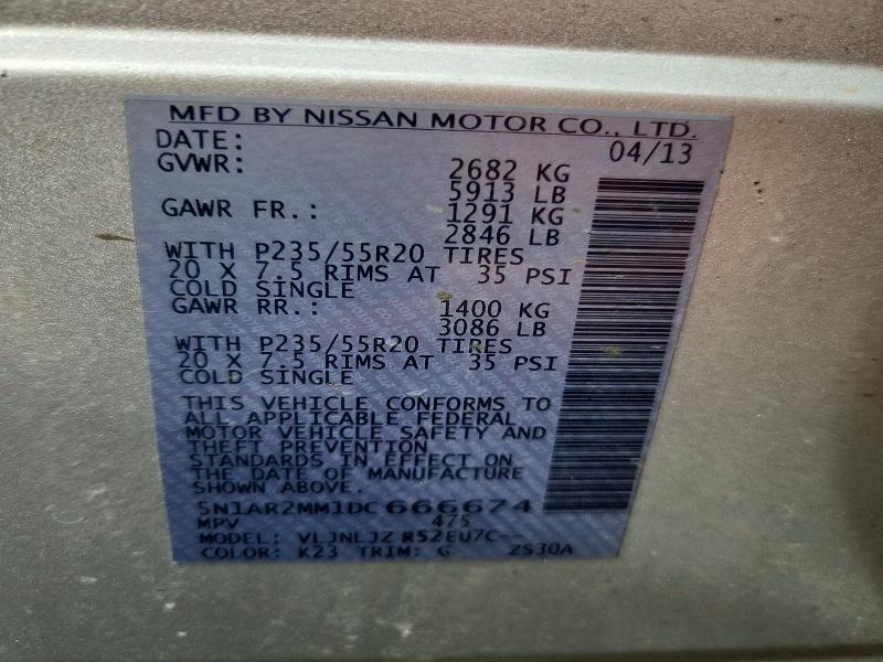 Aukcja sprzedaży 2013 Nissan Pathfinder, vin: 5N1AR2MM1DC666674, numer aukcji: 70888916