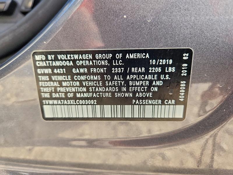 Продаж на аукціоні авто 2020 Volkswagen Passat, vin: 1VWWA7A3XLC003092        , номер лоту: 68799676
