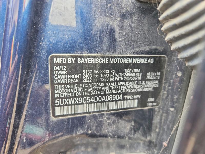 2013 Bmw X3 მანქანა იყიდება აუქციონზე, vin: 5UXWX9C54D0A08904, აუქციონის ნომერი: 68985506