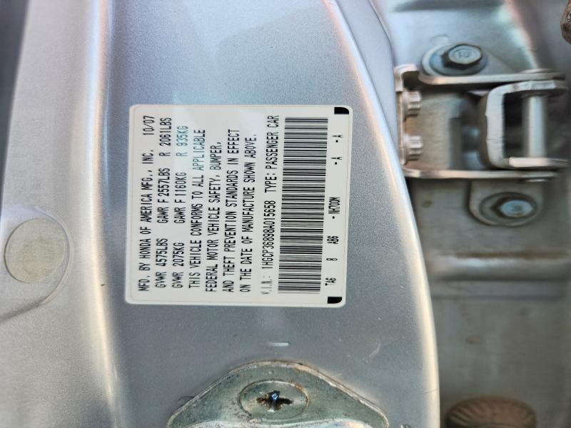 Aukcja sprzedaży 2008 Honda Accord, vin: 1HGCP36898A015658, numer aukcji: 67661106