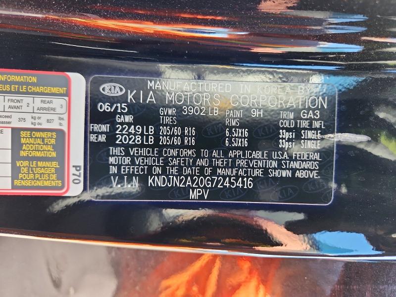 Aukcja sprzedaży 2016 Kia Soul, vin: KNDJN2A20G7245416, numer aukcji: 70108396