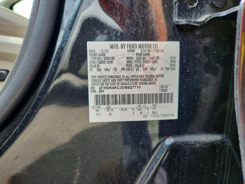 68615816 :رقم المزاد ، 2FMDK4KC3DBB27710 vin ، 2013 Ford Edge مزاد بيع