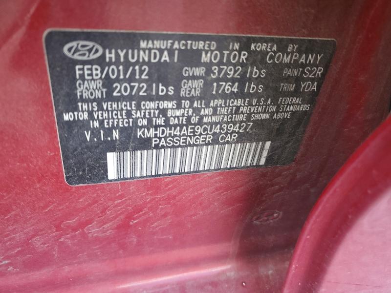 Aukcja sprzedaży 2012 Hyundai Elantra, vin: KMHDH4AE9CU439427, numer aukcji: 70094436
