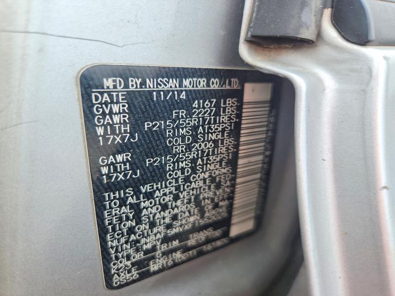 2015 Nissan Juke მანქანა იყიდება აუქციონზე, vin: JN8AF5MVXFT552025, აუქციონის ნომერი: 68231976