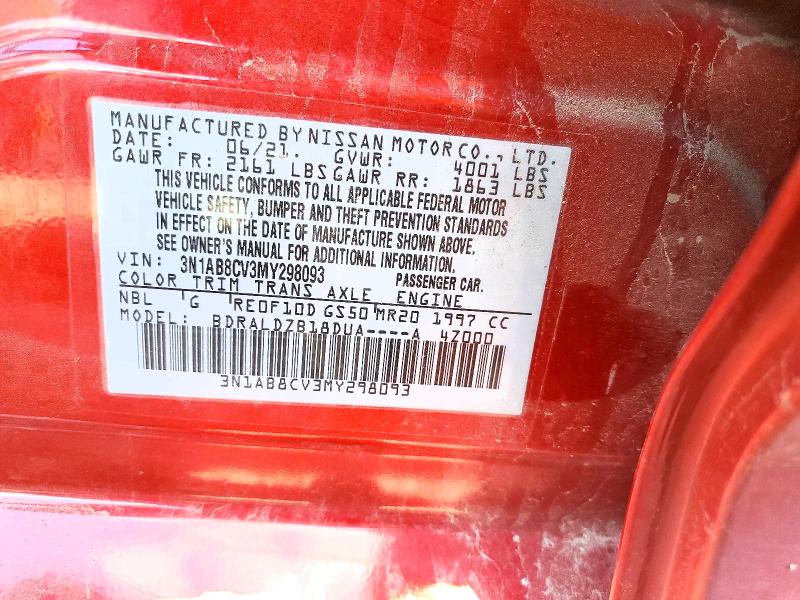 2021 Nissan Sentra მანქანა იყიდება აუქციონზე, vin: 3N1AB8CV3MY298093, აუქციონის ნომერი: 68975816