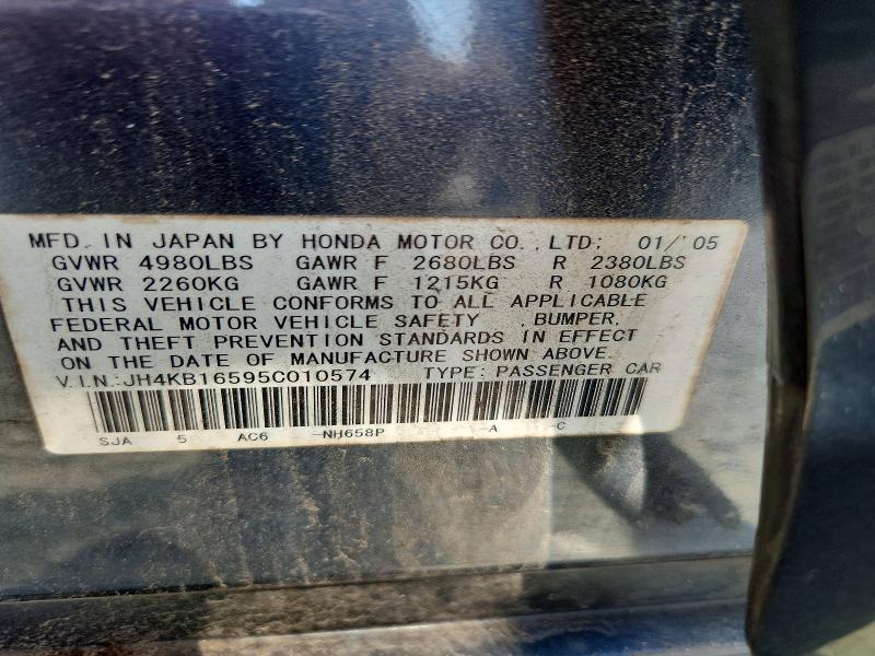 67526466 :رقم المزاد ، JH4KB16595C010574 vin ، 2005 Acura Rl مزاد بيع