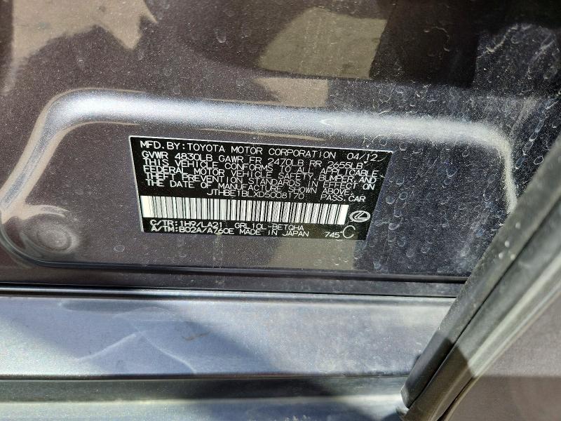 Aukcja sprzedaży 2013 Lexus Gs, vin: JTHBE1BLXD5008170, numer aukcji: 68870636