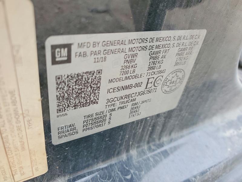 2018 Chevrolet Silverado მანქანა იყიდება აუქციონზე, vin: 3GCUKREC7JG635071, აუქციონის ნომერი: 70176926