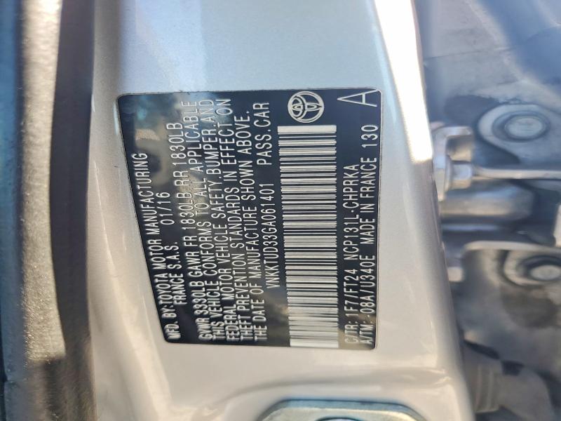 68946646 :رقم المزاد ، VNKKTUD33GA061401 vin ، 2016 Toyota Yaris مزاد بيع