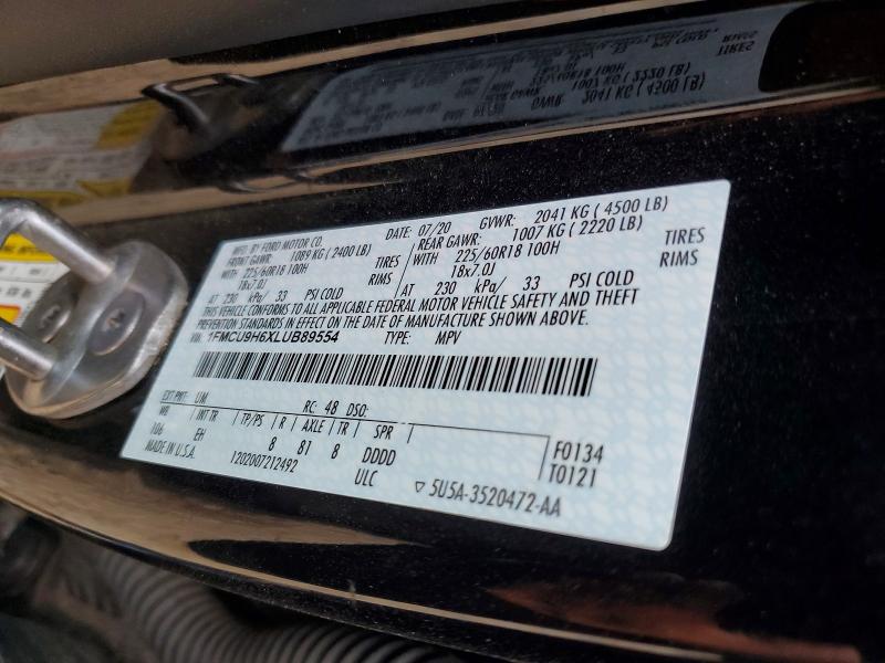 Продажа на аукционе авто 2020 Ford Escape, vin: 1FMCU9H6XLUB89554        , номер лота: 68814926