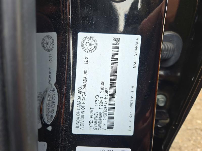 Продаж на аукціоні авто 2022 Honda Civic, vin: 2HGFE2F54NH115683, номер лоту: 69393236