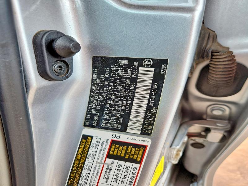 59408326 :رقم المزاد ، 4T4BF1FK0FR491680 vin ، 2015 Toyota Camry مزاد بيع