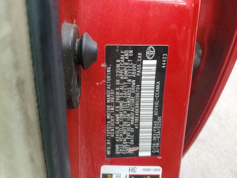 70286206 :رقم المزاد ، 4T1BE46K98U206704 vin ، 2008 Toyota Camry مزاد بيع