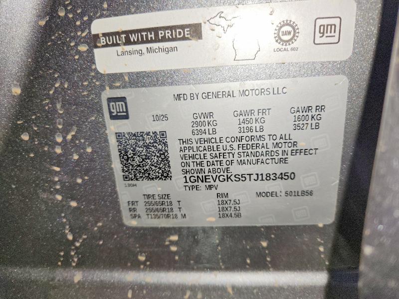 69674906 :رقم المزاد ، 1GNEVGKS5TJ183450 vin ، 2026 Chevrolet Traverse مزاد بيع