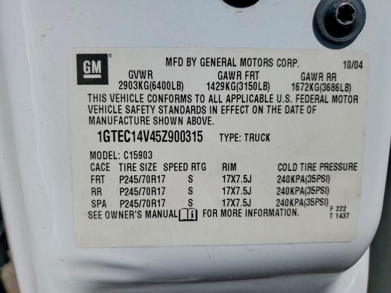 Продаж на аукціоні авто 2005 Gmc New Sierra, vin: 1GTEC14V45Z900315, номер лоту: 67766616