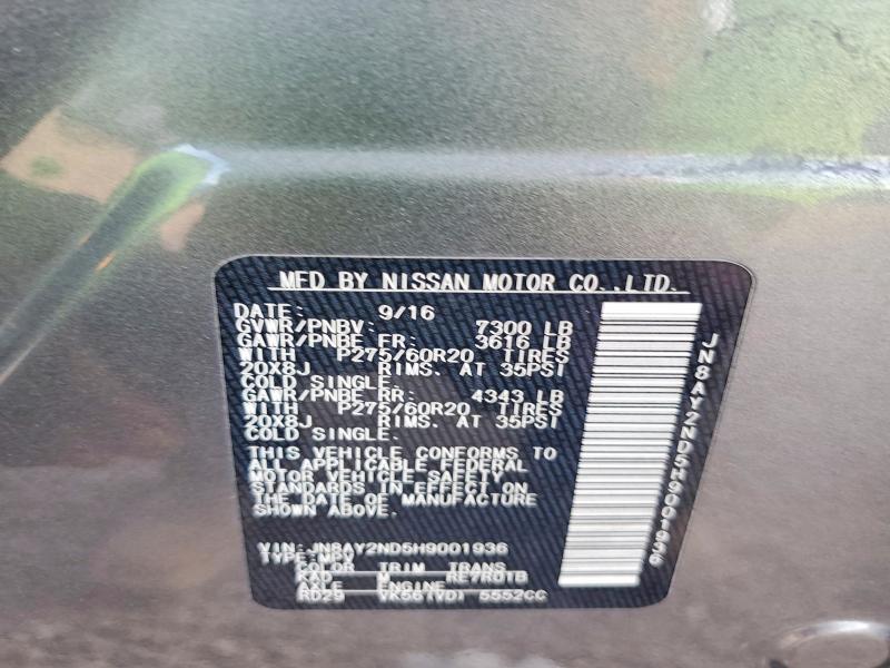 Продаж на аукціоні авто 2017 Nissan Armada, vin: JN8AY2ND5H9001936, номер лоту: 69902576