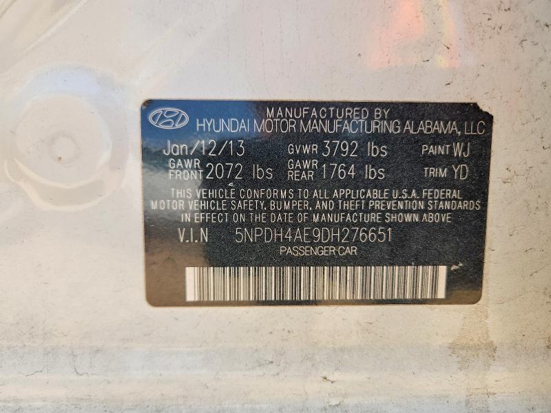 2013 Hyundai Elantra მანქანა იყიდება აუქციონზე, vin: 5NPDH4AE9DH276651, აუქციონის ნომერი: 67852486