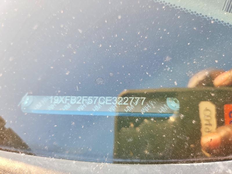 69606156 :رقم المزاد ، 19XFB2F57CE322777 vin ، 2012 Honda Civic مزاد بيع