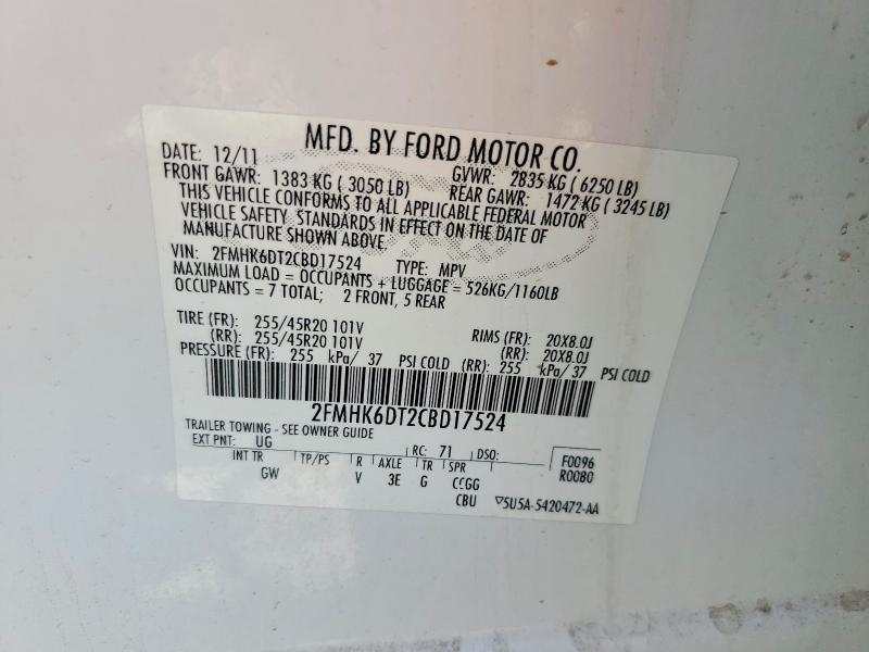 Продажа на аукционе авто 2012 Ford Flex, vin: 2FMHK6DT2CBD17524, номер лота: 68066396