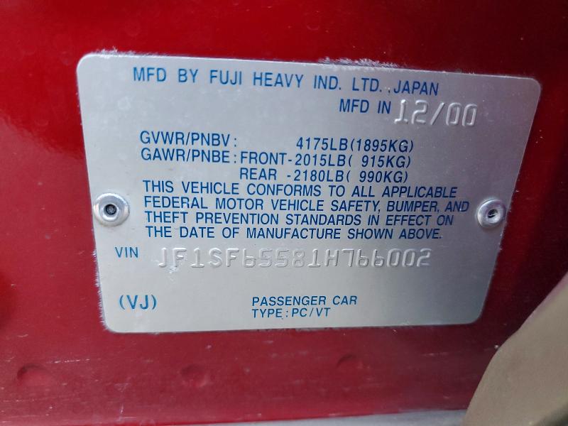 Aukcja sprzedaży 2001 Subaru Forester, vin: JF1SF65581H766002, numer aukcji: 70373356