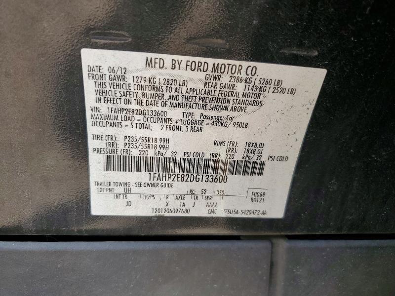 68942816 :رقم المزاد ، 1FAHP2E82DG133600 vin ، 2013 Ford Taurus مزاد بيع