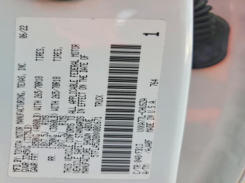 67453346 :رقم المزاد ، 5TFLA5GD8NX001671 vin ، 2022 Toyota Tundra مزاد بيع