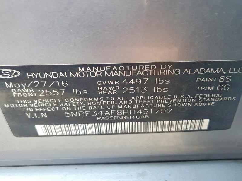 Продажа на аукционе авто 2017 Hyundai Sonata, vin: 5NPE34AF8HH451702, номер лота: 68206386