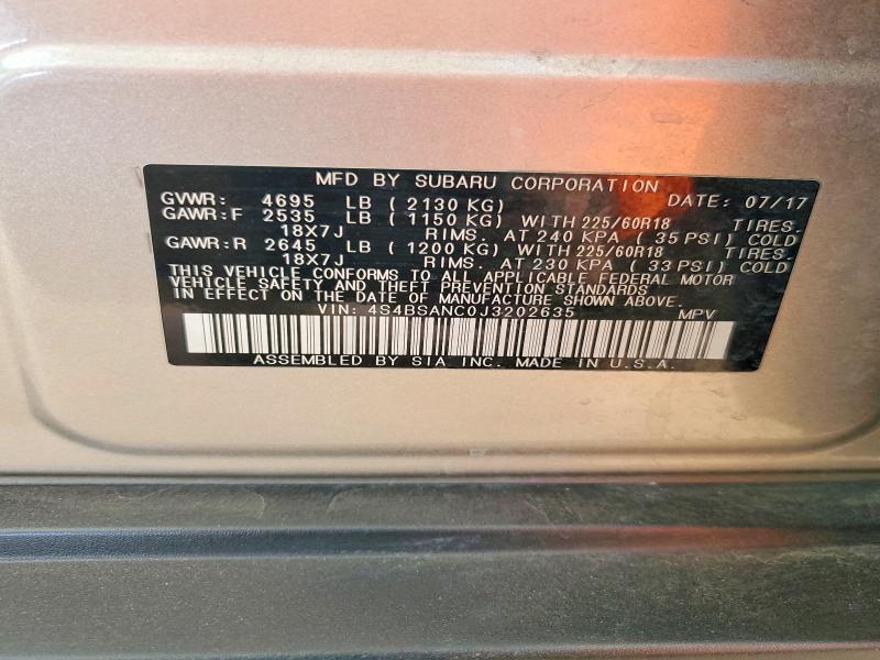Продажа на аукционе авто 2018 Subaru Outback, vin: 4S4BSANC0J3202635, номер лота: 69397856