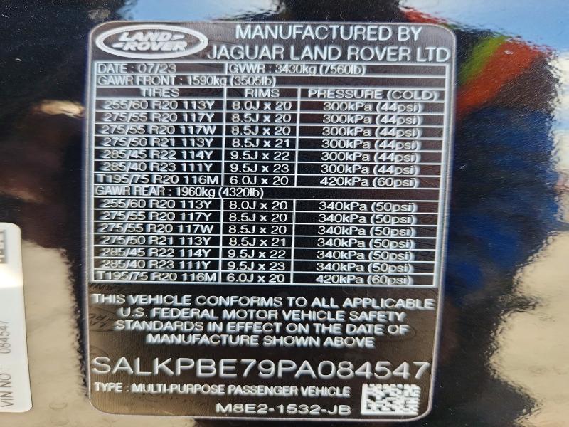 Продаж на аукціоні авто 2023 Land Rover Range Rover, vin: SALKPBE79PA084547, номер лоту: 68974856