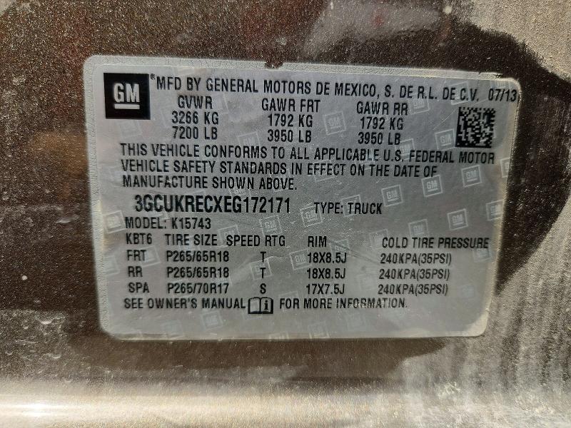Продаж на аукціоні авто 2014 Chevrolet Silverado, vin: 3GCUKRECXEG172171, номер лоту: 67648326