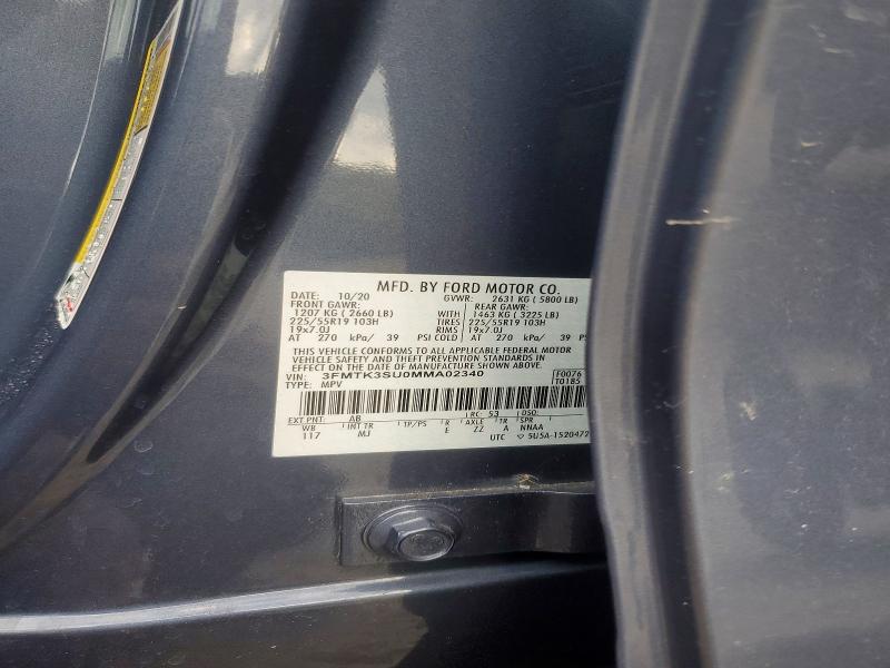 2021 Ford Mustang Mach-e მანქანა იყიდება აუქციონზე, vin: 3FMTK3SU0MMA02340, აუქციონის ნომერი: 69762736