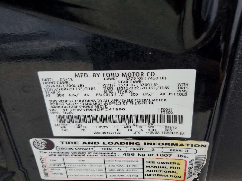 69866276 :رقم المزاد ، 1FTFW1R64DFC41990 vin ، 2013 Ford F150 مزاد بيع