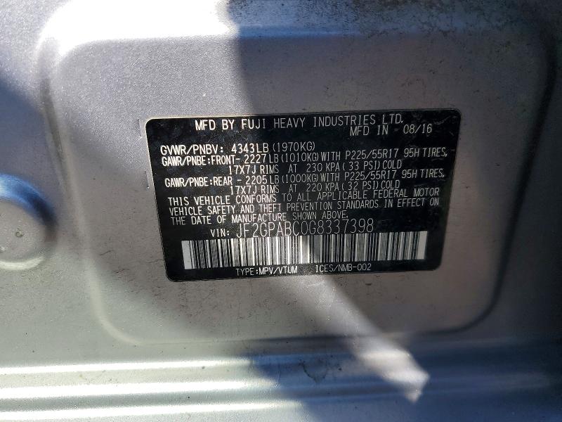 Aukcja sprzedaży 2016 Subaru Crosstrek, vin: JF2GPABC0G8337398, numer aukcji: 69766206