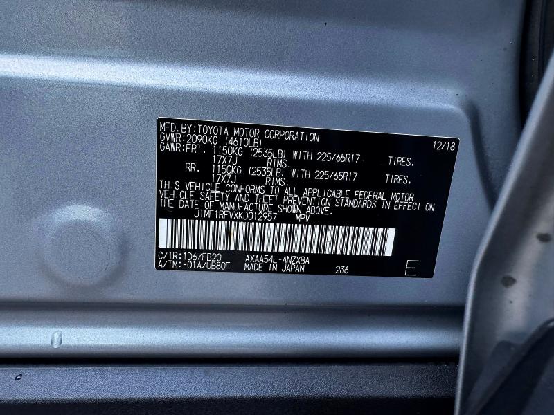 70472446 :رقم المزاد ، JTMF1RFVXKD012957 vin ، 2019 Toyota Rav4 مزاد بيع