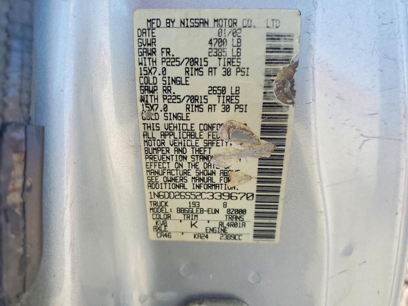 2002 Nissan Frontier მანქანა იყიდება აუქციონზე, vin: 1N6DD26S52C339670, აუქციონის ნომერი: 69710246