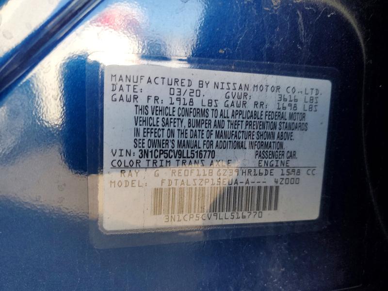 Продажа на аукционе авто 2020 Nissan Kicks, vin: 3N1CP5CV9LL516770, номер лота: 70529916