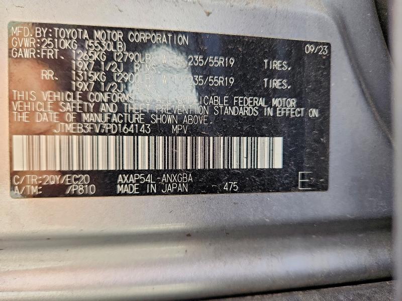 70280566 :رقم المزاد ، JTMEB3FV7PD164143 vin ، 2023 Toyota Rav4 Prime مزاد بيع
