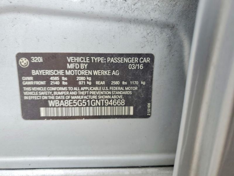 69573016 :رقم المزاد ، WBA8E5G51GNT94668 vin ، 2016 Bmw 320 مزاد بيع
