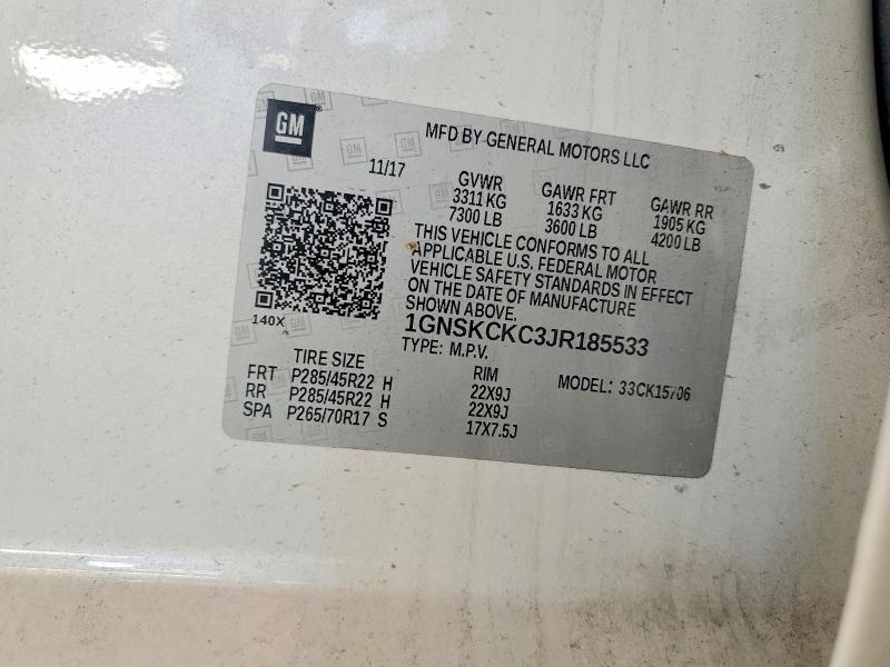 67418326 :رقم المزاد ، 1GNSKCKC3JR185533 vin ، 2018 Chevrolet Tahoe مزاد بيع