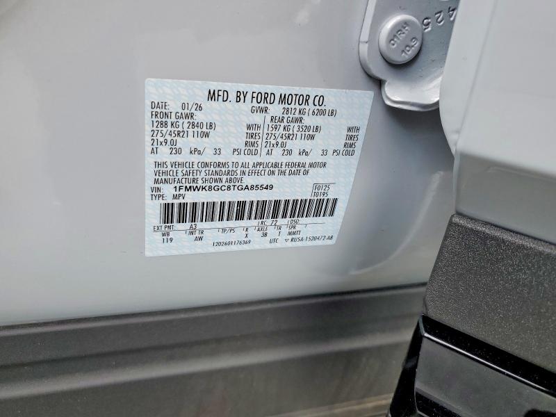 67883846 :رقم المزاد ، 1FMWK8GC8TGA85549 vin ، 2026 Ford Explorer مزاد بيع