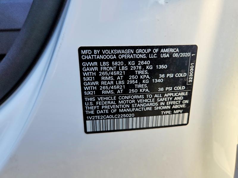 Aukcja sprzedaży 2020 Volkswagen Atlas Cross Sport, vin: 1V2TE2CA0LC225020, numer aukcji: 68003336