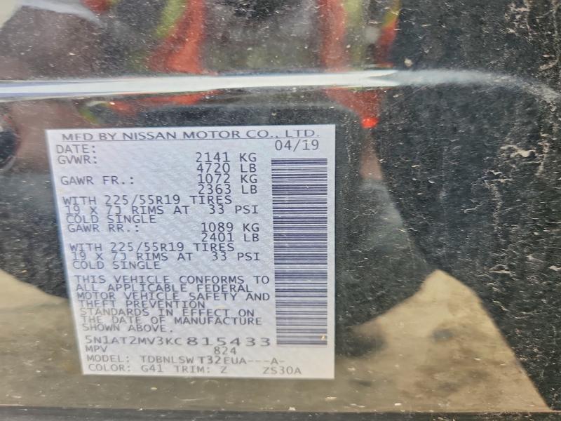 67290106 :رقم المزاد ، 5N1AT2MV3KC815433 vin ، 2019 Nissan Rogue مزاد بيع