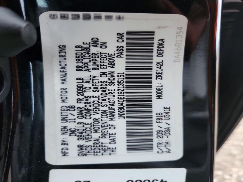 Aukcja sprzedaży 2009 Toyota Corolla, vin: 1NXBU40E19Z135151, numer aukcji: 68941426