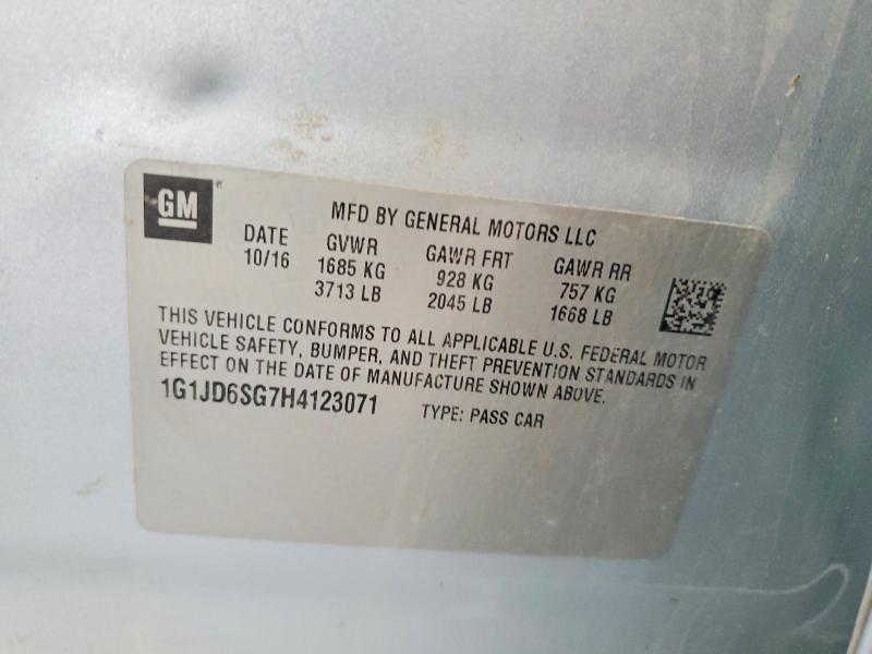 Aukcja sprzedaży 2017 Chevrolet Sonic, vin: 1G1JD6SG7H4123071, numer aukcji: 68353126